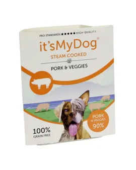 It’s My Dog Steam Cooked - консервирана храна за кучета приготвена на пара, свинско и зеленчуци, 7х395 г