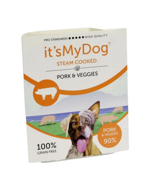 It’s My Dog Steam Cooked - консервирана храна за кучета приготвена на пара, свинско и зеленчуци, 7х395 г