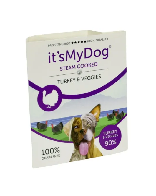 It’s My Dog Steam Cooked - консервирана храна за кучета приготвена на пара, пуешко и зеленчуци, 7х395 г