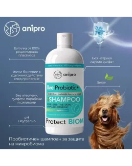 anipro Live Probiotic+ Protеct Biom - пробиотичен шампоан за кучета за защита на микробиома