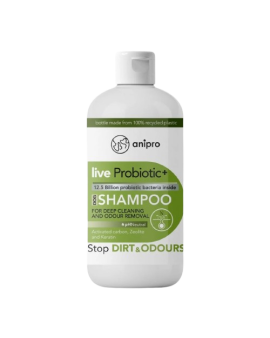 anipro Live Probiotic+ Stop Dirt &amp; Odours - пробиотичен шампоан за кучета против миризми и упорити замърсявания, 250 мл