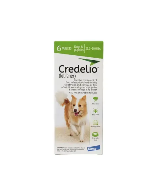 Elanco Credelio 450 mg - дъвчащи овкусени таблетки за кучета от 11 до 22 кг - кутия с 3 броя