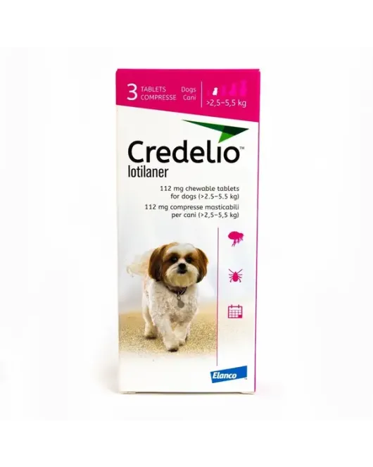 Elanco Credelio 112 mg - дъвчащи овкусени таблетки за кучета от 2,5 до 5,5 кг - кутия с 3 броя