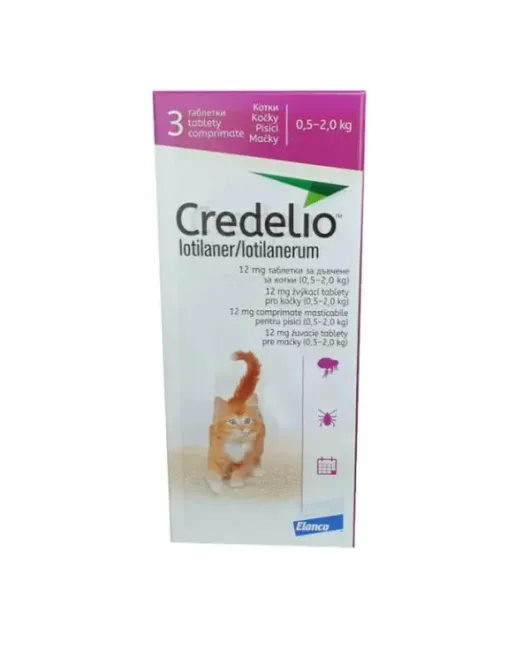 Credelio 12мг - овкусени таблетки за външно обезпаразитяване на котки от 0,5 до 2 кг - кутия с 3 таблетки