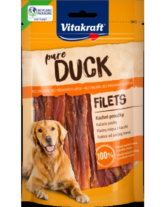 Лакомства за кучета - Vitakraft ® Pure DUCK Filets - Филета от ПАТЕШКО месо, 100% ПАТЕШКО в съдържанието на месо