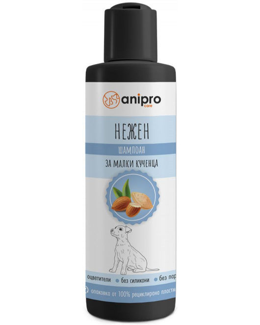 Ani Pro Shampoo 200 мл Нежен с бадемово масло – Професионален шампоан за кучета и котки с нежна формула