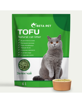 Beta Tofu Green Tea Cat Litter 6 л – Натурална тофу тоалетна с аромат на зелен чай