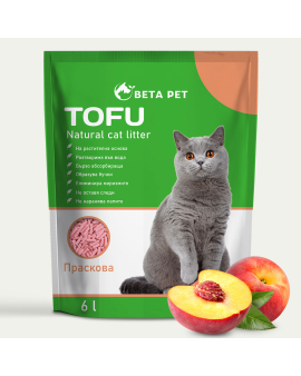 Beta Tofu Peach Cat Litter 6 л – Тофу котешка тоалетна с аромат на праскова