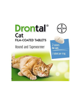 Drontal Cat до 4кг, кутия с 2 табл. – Таблетки против вътрешни паразити за котки