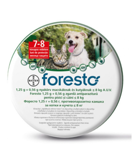 Foresto Collar Small, 38 см под 8 кг – Нашийник против паразити за малки кучета и котки