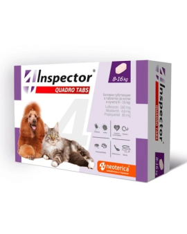 Inspector Quadro Tablet – Таблетка срещу вътрешни и външни паразити за кучета и котки