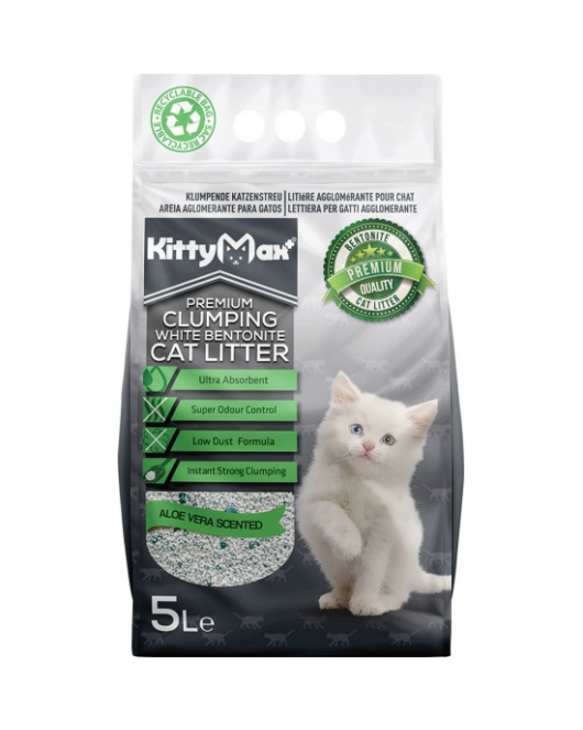 Kitty Max Cat Litter Aloe Vera – Бентонитна котешка тоалетна с аромат на алое вера (5 л)