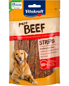 Лакомства за кучета - Vitakraft ® Pure BEEF Strips 80гр. - Ленти от ГОВЕЖДО месо, 100% ГОВЕЖДО в съдържанието на месо