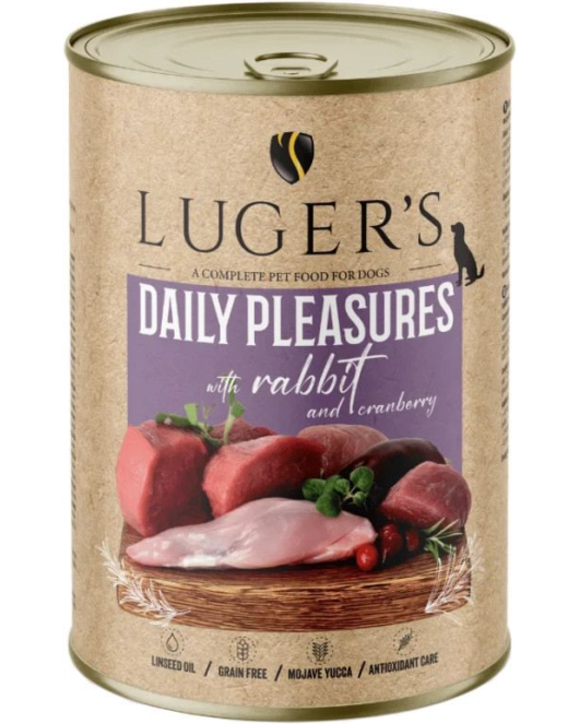 Luger's Dog Food 800 g - заешко – Висококачествена консерва за кучета